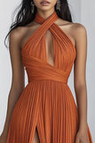 Laranja De Baile/Princesa Plissado Longos Vestido Cerimónia