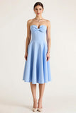Azul Céu Sem Alças Linha-A Midi Vestido de Formatura