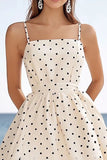 Marfim Cetim Alças Finas Curto/Mini Vestido de Verão