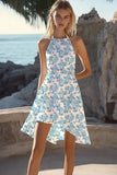Branco Cabeçada Chiffon Linha-A Curto/Mini Vestido de Formatura