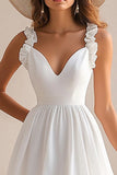 Vestidinho Branco Linha-A Decote em V Curto/Mini