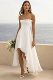 Vestido Direto Linha-A Assimétrico Longos Vestidos de Noiva