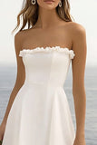 Vestido Direto Linha-A Assimétrico Longos Vestidos de Noiva