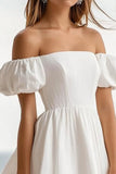 Vestidinho Branco Linha-A Curto/Mini Fora do Ombro