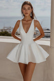 Decote em V De Baile/Princesa Sem Mangas Vestidinho Branco