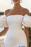 Bodycon Fora do Ombro Curto/Mini Vestidinho Branco
