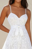 Renda Linha-A Alças Finas Curto/Mini Vestido de Formatura