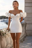 Fora do ombro Bodycon Curto Vestidinho Branco