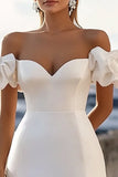 Fora do ombro Bodycon Curto Vestidinho Branco