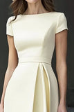 Daffodil A Line Boat Neck Vintage Cetim Long Work Dress
