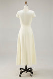 Daffodil A Line Boat Neck Vintage Cetim Long Work Dress