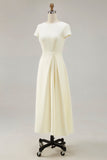 Daffodil A Line Boat Neck Vintage Cetim Long Work Dress