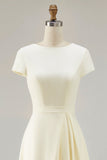 Daffodil A Line Boat Neck Vintage Cetim Long Work Dress