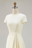 Daffodil A Line Boat Neck Vintage Cetim Long Work Dress