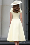 Daffodil A Line Boat Neck Vintage Cetim Long Work Dress