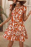 Branco Azul Flores Linha-A Sem Mangas Mini Vestido Verão