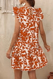 Branco Azul Flores Linha-A Sem Mangas Mini Vestido Verão