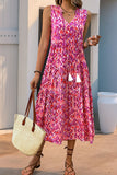 Vestido Verão Decote em V Sem Linha-A Midi Azul