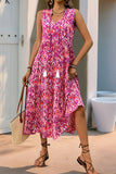 Vestido Verão Decote em V Sem Linha-A Midi Azul