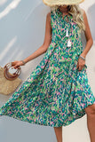 Vestido Verão Decote em V Sem Linha-A Midi Azul