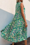Vestido Verão Decote em V Sem Linha-A Midi Azul