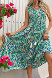 Vestido Verão Decote em V Sem Linha-A Midi Azul