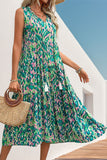 Vestido Verão Decote em V Sem Linha-A Midi Azul