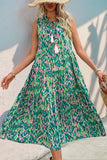 Vestido Verão Decote em V Sem Linha-A Midi Azul