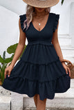 Vestido Verão Preto Decote em V Curto Linha-A