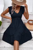 Vestido Verão Preto Decote em V Curto Linha-A