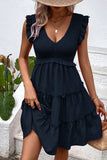 Vestido Verão Preto Decote em V Curto Linha-A