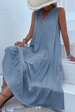 Vestido de Verão com Botões Preto Midi Linha-A Decote em V