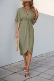 Vestido de Verão com Meias Mangas Preto Decote em V Bainha