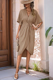 Vestido de Verão com Meias Mangas Preto Decote em V Bainha