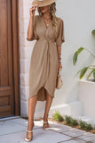 Vestido de Verão com Meias Mangas Preto Decote em V Bainha