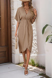 Vestido de Verão com Meias Mangas Preto Decote em V Bainha