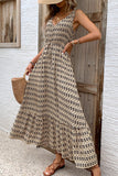 Vestido Verão Decote em V Verde Floral Longo Linha-A
