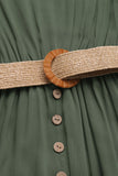 Exército Verde Linha-A Midi Vestido de Verão com Cinto