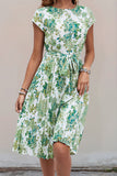 Verde Flores Linha-A Midi Vestido de Verão