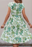 Verde Flores Linha-A Midi Vestido de Verão