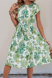 Verde Flores Linha-A Midi Vestido de Verão