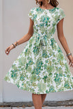 Verde Flores Linha-A Midi Vestido de Verão
