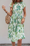 Verde Flores Linha-A Midi Vestido de Verão