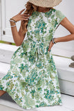 Verde Flores Linha-A Midi Vestido de Verão