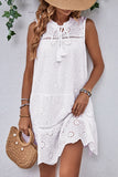 Branco Linha-A Sem Mangas Mini Vestido Verão