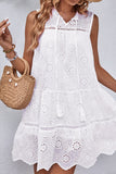 Branco Linha-A Sem Mangas Mini Vestido Verão
