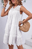 Branco Linha-A Sem Mangas Mini Vestido Verão