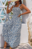 Preto Flores Pescoço Quadrado Midi Vestido de Verão