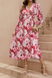 Pregueado estampa floral smockado decote em v sem mangas vestido linha-a tecido de seda midi vestido