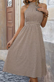 Cáqui Cabeçada Linha-A Midi Vestido de Verão